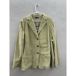 Lands End Womens Blazer Plus Size 22W Green Corduroy Three Button Up NWT